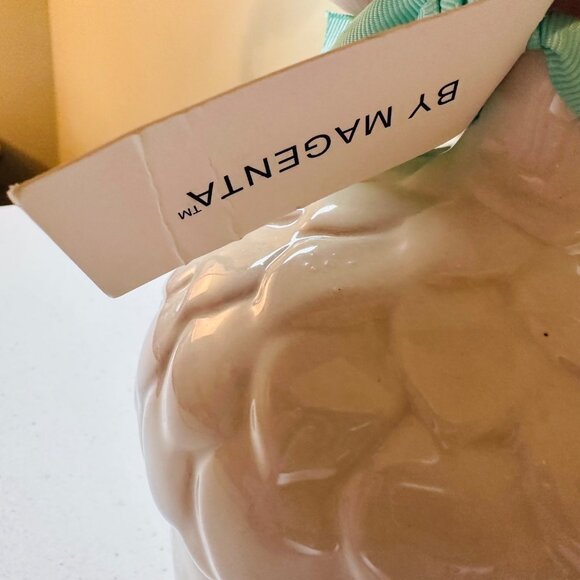 Rae Dunn Artisan Acorn Chirp Birdhouse Ceramic With Blue Bow 7 inches Tall - Picture 8 of 15